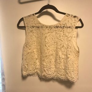 Cream lace crop
